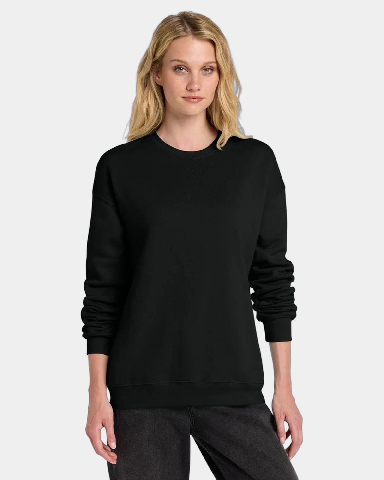Custom sponge fleece drop shoulder sweatshirt unisex - Black