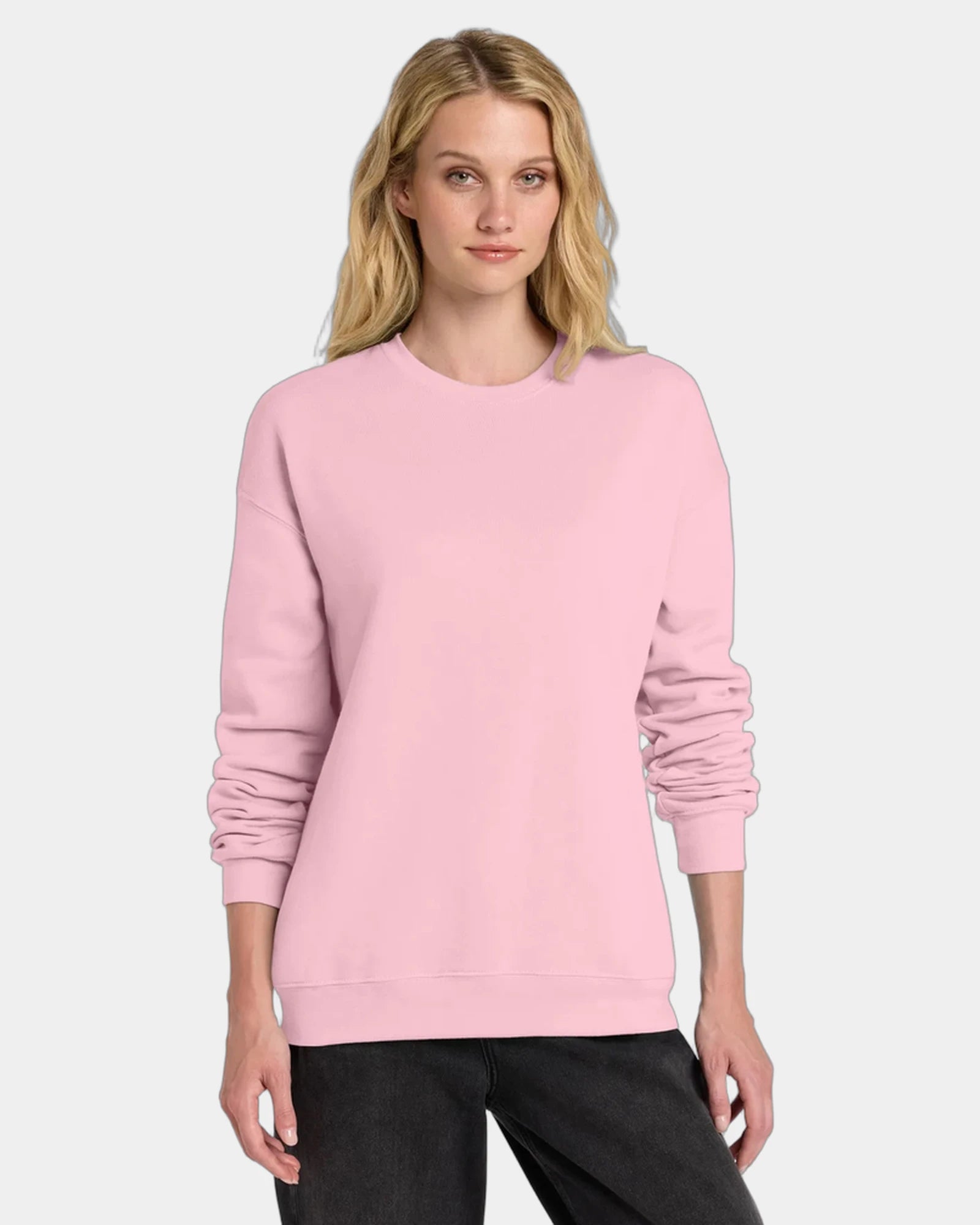 Custom sponge fleece drop shoulder sweatshirt unisex - Pink