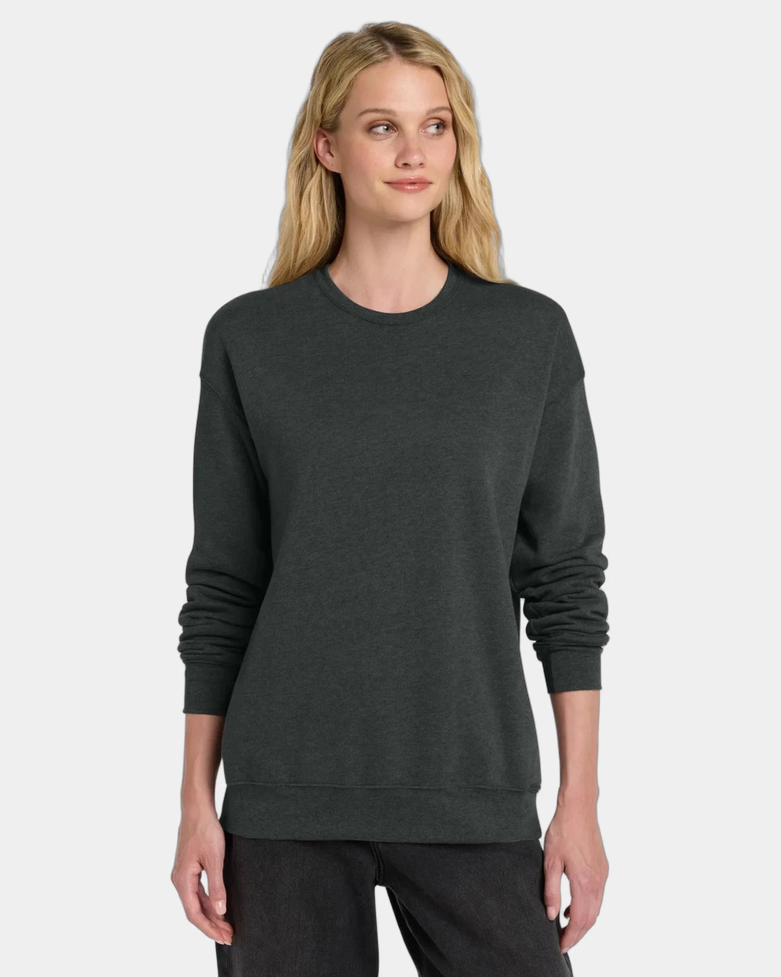 Custom sponge fleece drop shoulder sweatshirt unisex - Dark Grey Heather