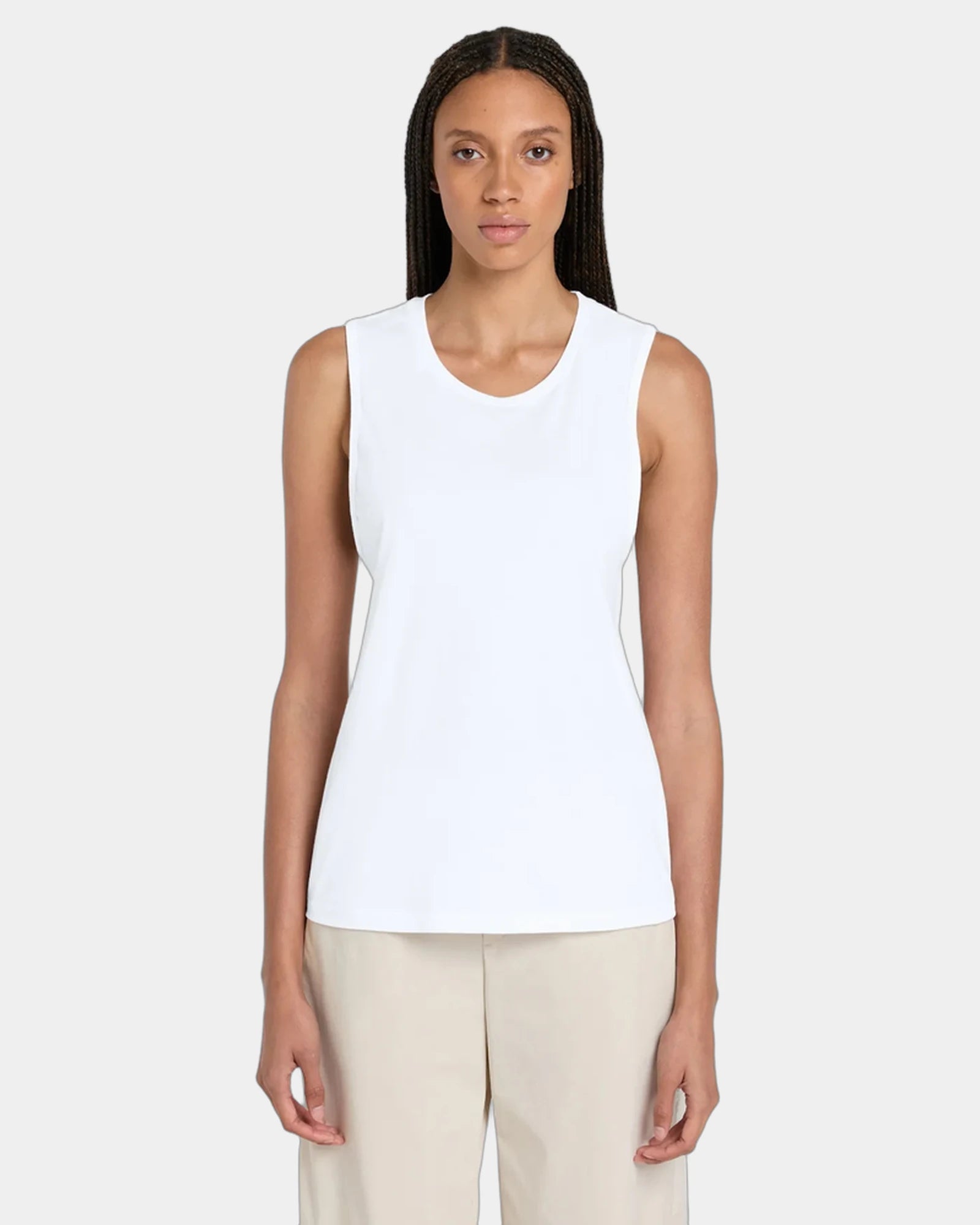 Custom cotton jersey women's muscle tank top - White