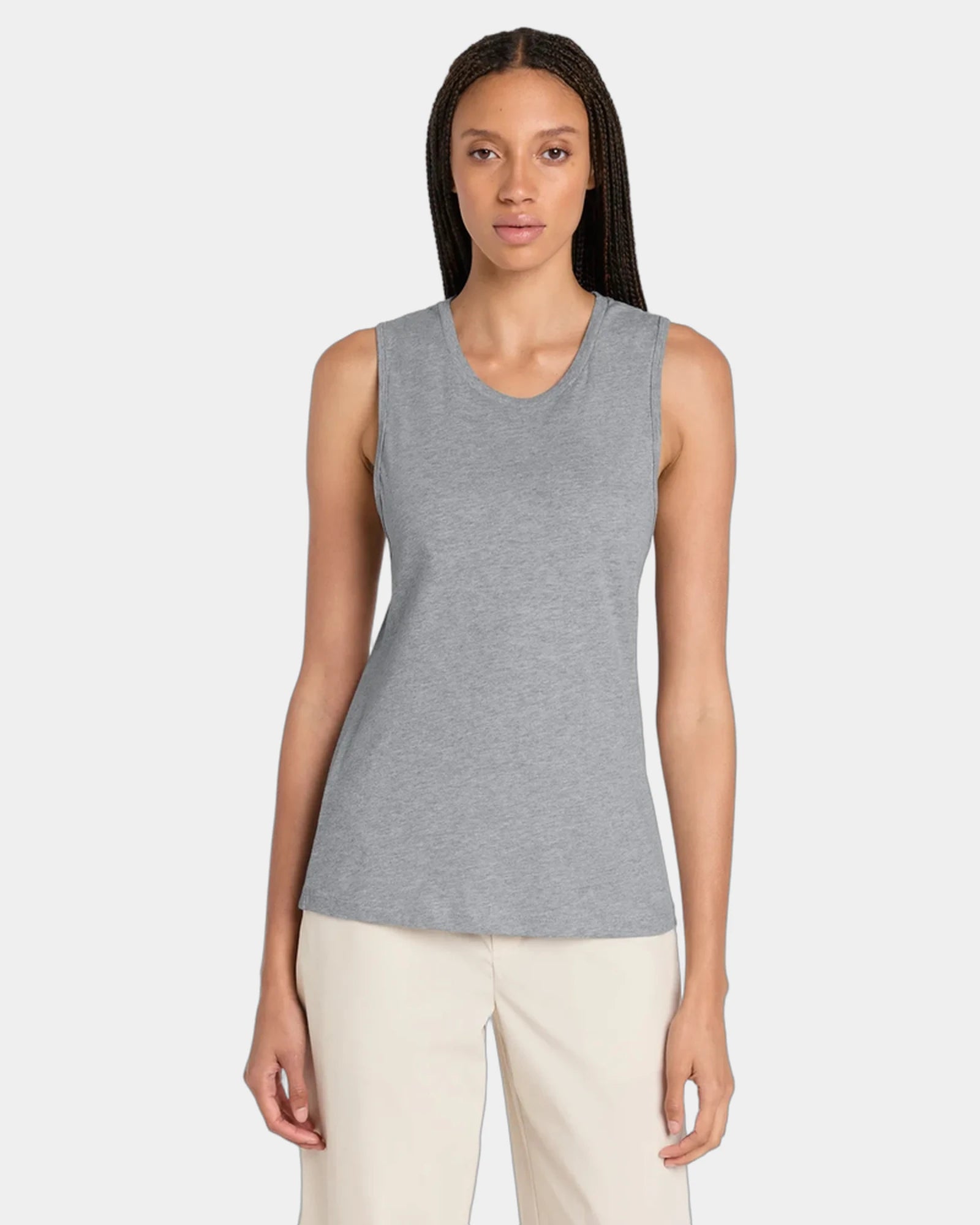 Custom cotton jersey women's muscle tank top - Athletic Heather