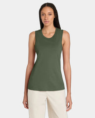 Custom cotton jersey women's muscle tank top - Military Green