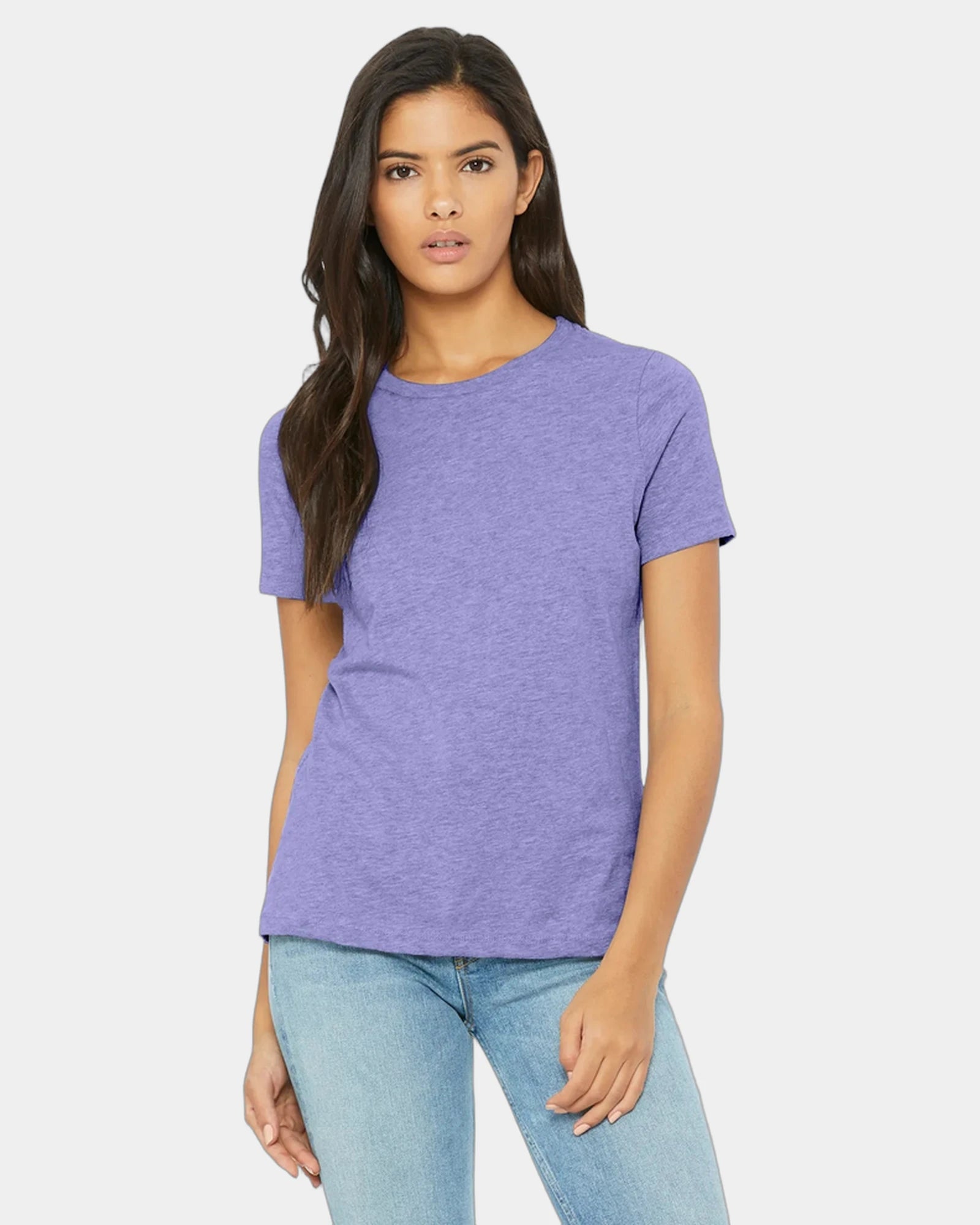 Custom relaxed-fit women's CVC tee 4.2 oz cotton/poly - Heather Dark Lavender