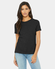Custom relaxed-fit women's CVC tee 4.2 oz cotton/poly - Black Heather