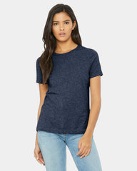 Custom relaxed-fit women's CVC tee 4.2 oz cotton/poly - Heather Navy