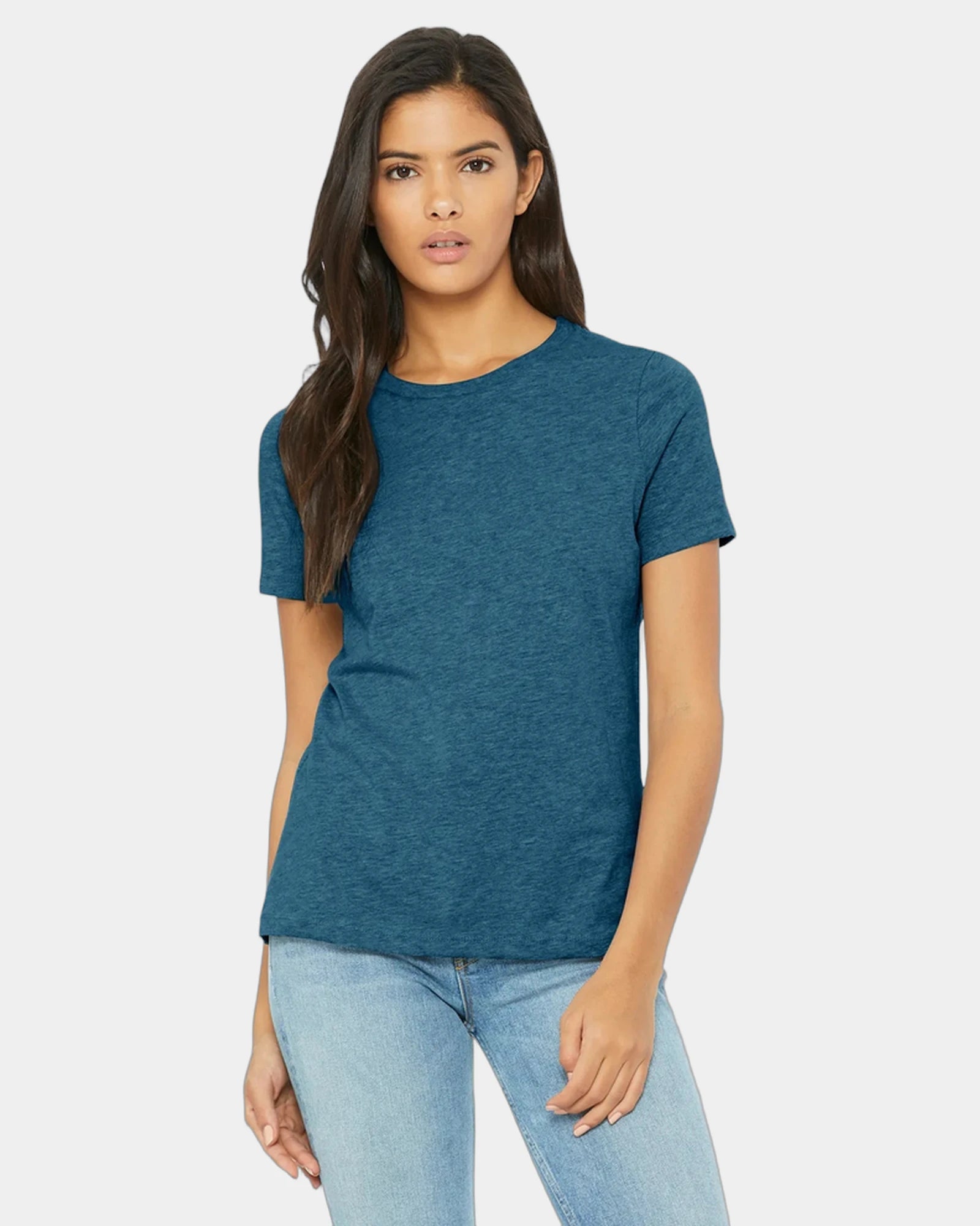 Custom relaxed-fit women's CVC tee 4.2 oz cotton/poly - Heather Deep Teal