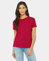 Custom relaxed-fit women's CVC tee 4.2 oz cotton/poly - Heather Red