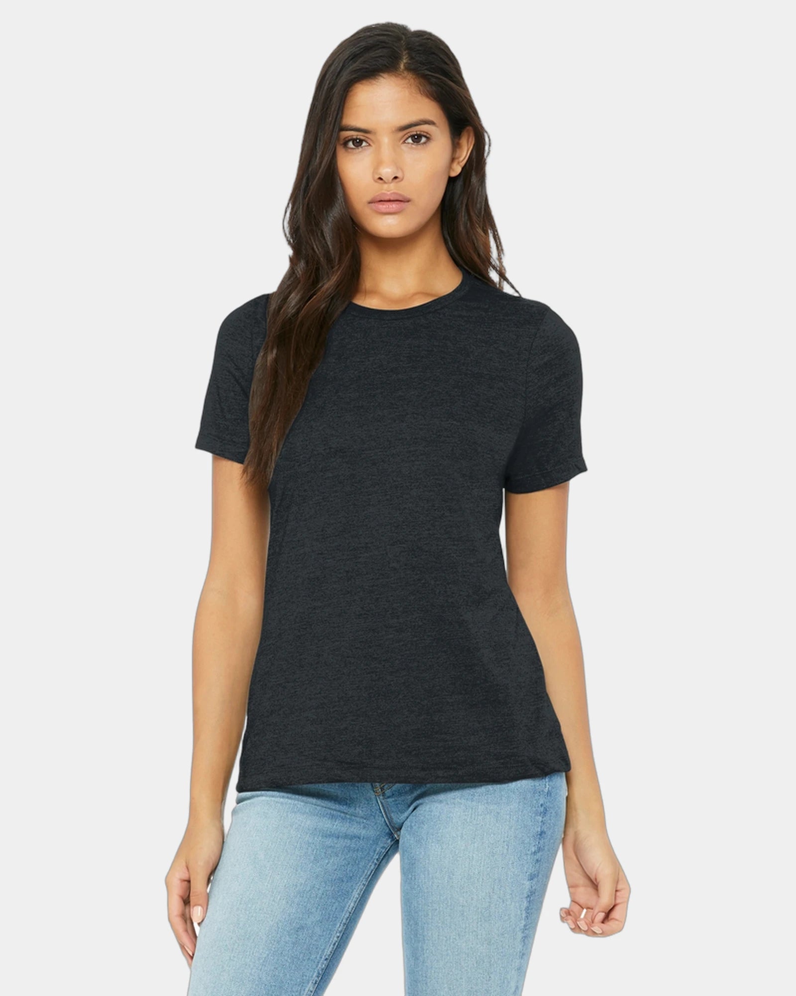 Custom relaxed-fit women's CVC tee 4.2 oz cotton/poly - Dark Grey Heather