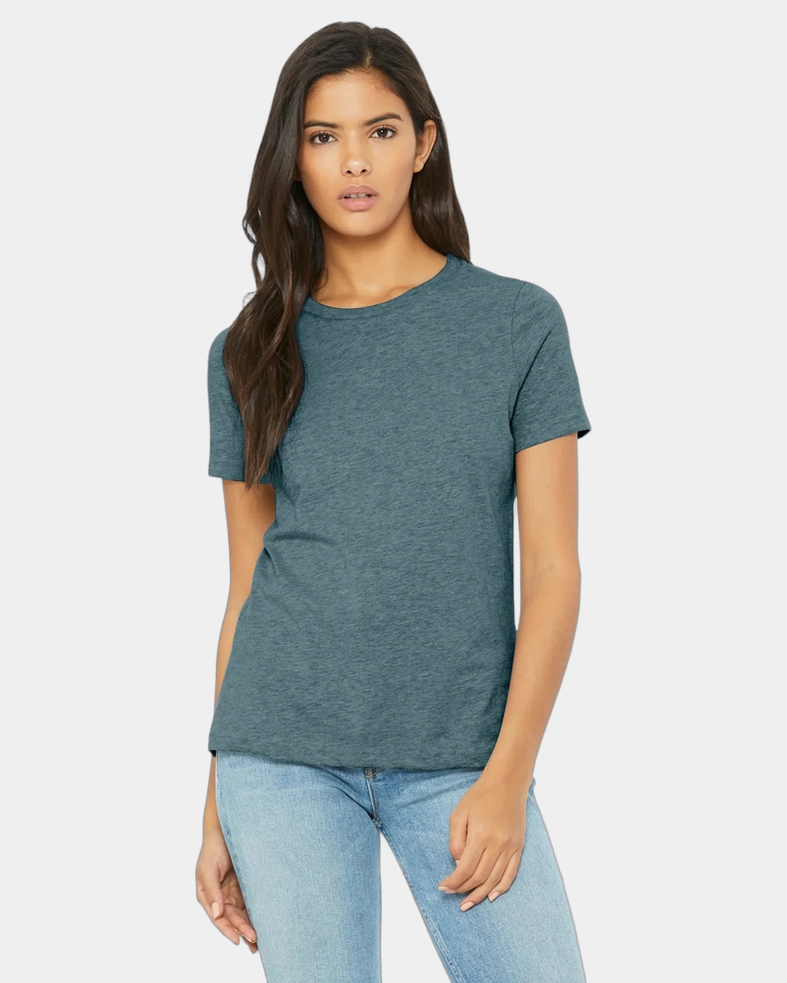 Custom relaxed-fit women's CVC tee 4.2 oz cotton/poly - Heather Slate