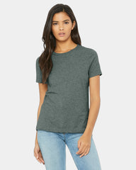 Custom relaxed-fit women's CVC tee 4.2 oz cotton/poly - Heather Blue Storm