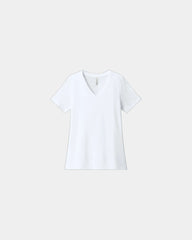 Custom relaxed women's heather V-neck tee - Solid White Blend