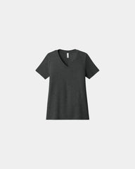 Custom relaxed women's heather V-neck tee - Dark Grey Heather
