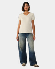 Custom relaxed women's heather V-neck tee - Heather Dust