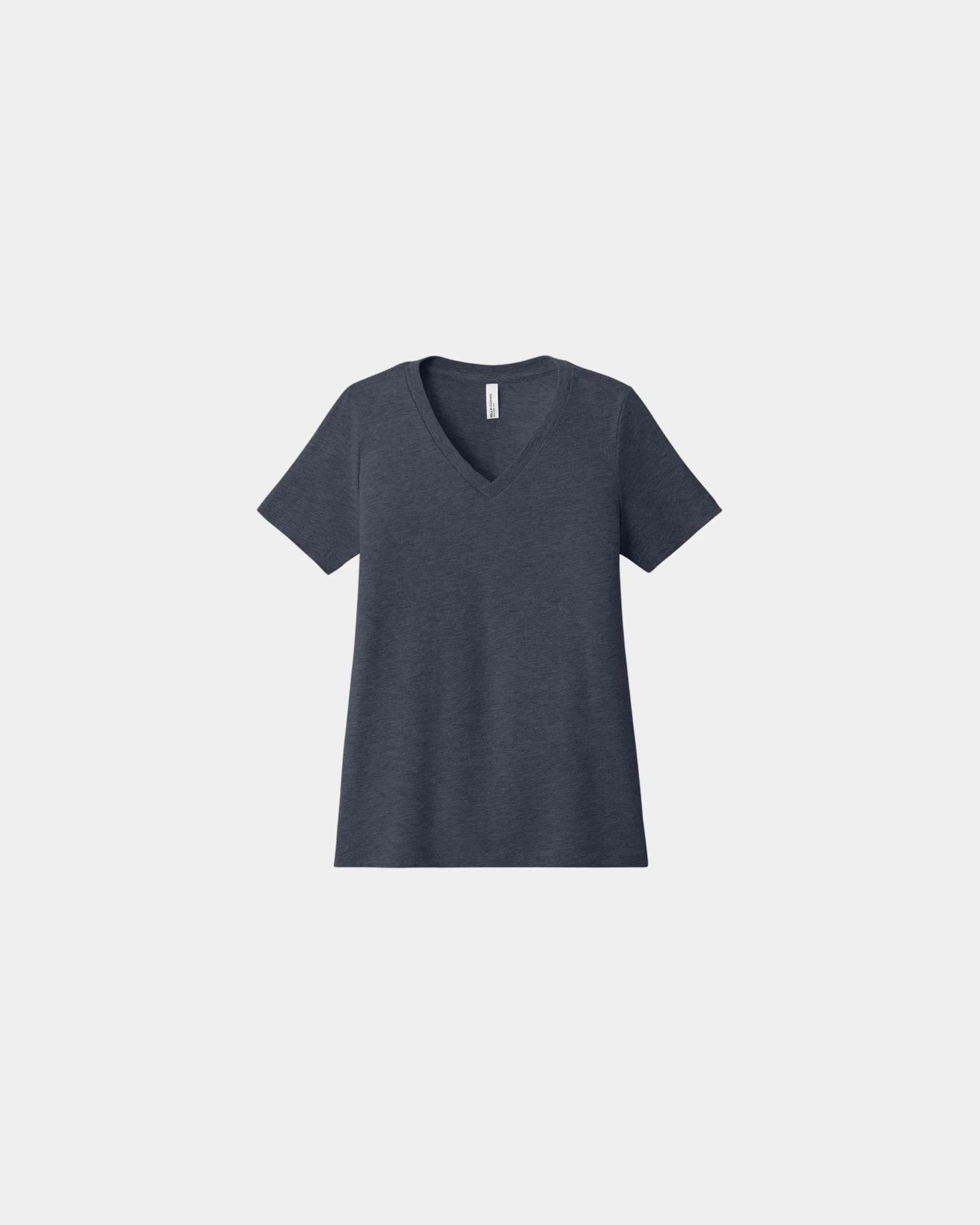 Custom relaxed women's heather V-neck tee - Heather Navy