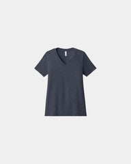 Custom relaxed women's heather V-neck tee - Heather Navy