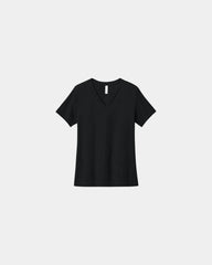 Custom relaxed women's heather V-neck tee - Solid Black Blend