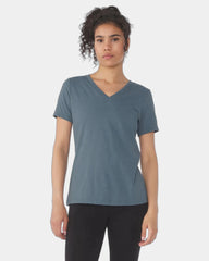 Custom relaxed women's heather V-neck tee - Heather Slate