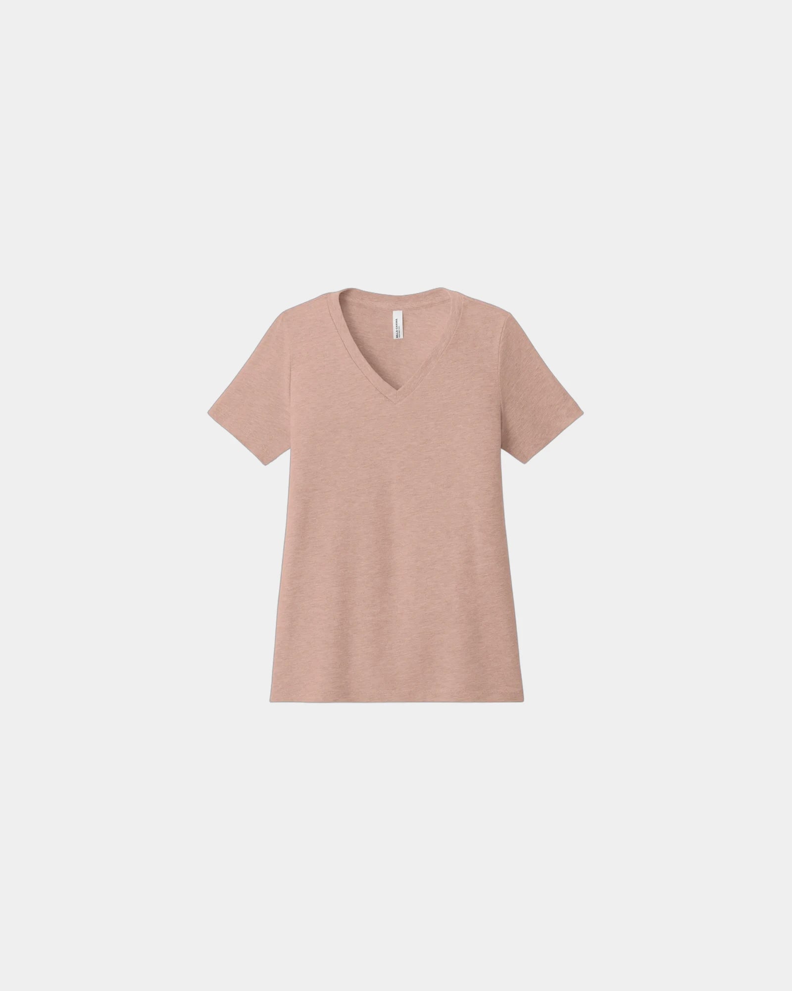 Custom relaxed women's heather V-neck tee - Heather Peach