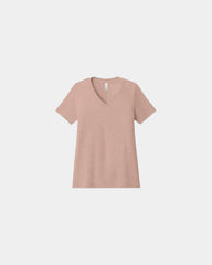 Custom relaxed women's heather V-neck tee - Heather Peach
