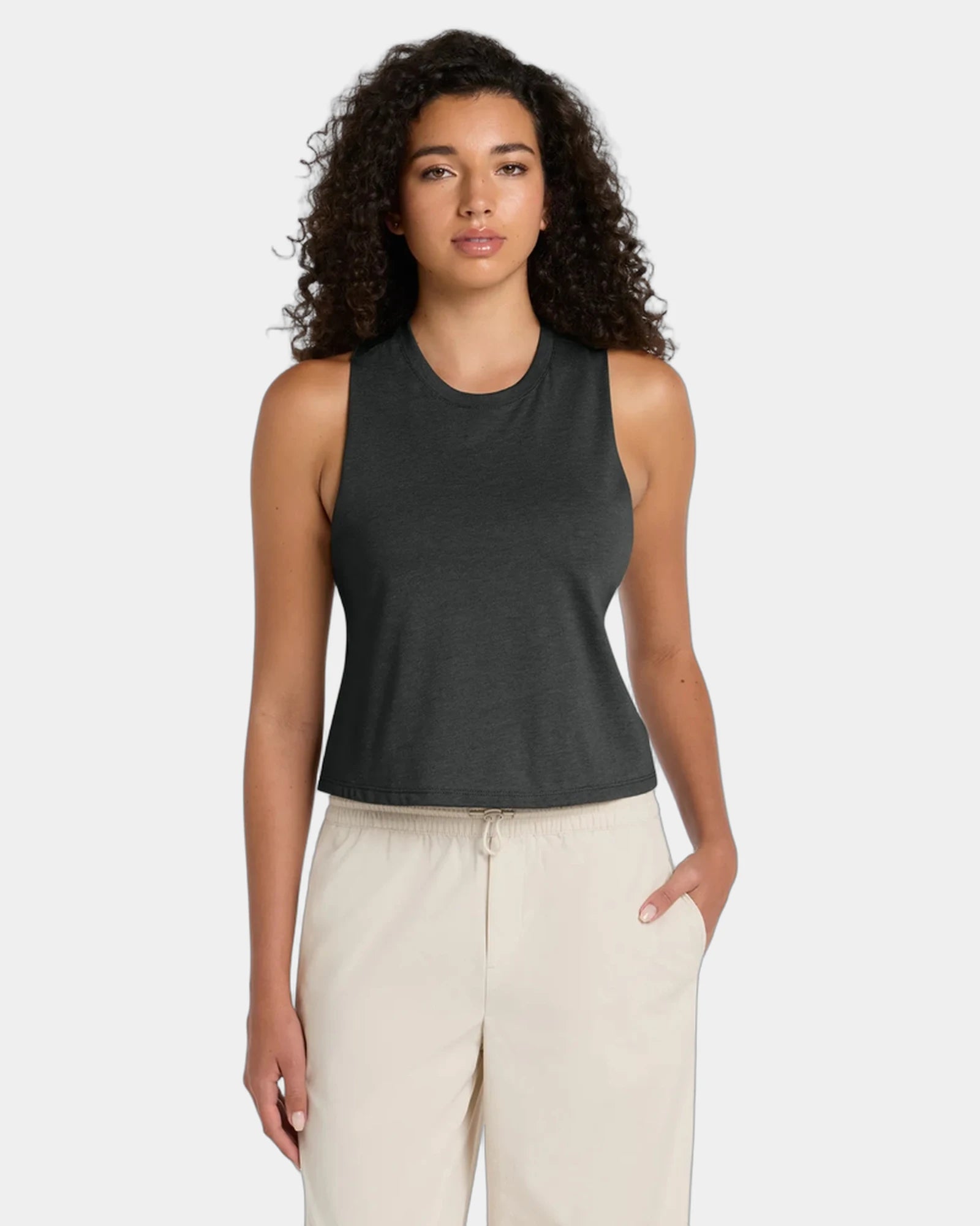 Custom cropped racerback tank top for women's teams - Dark Grey Heather