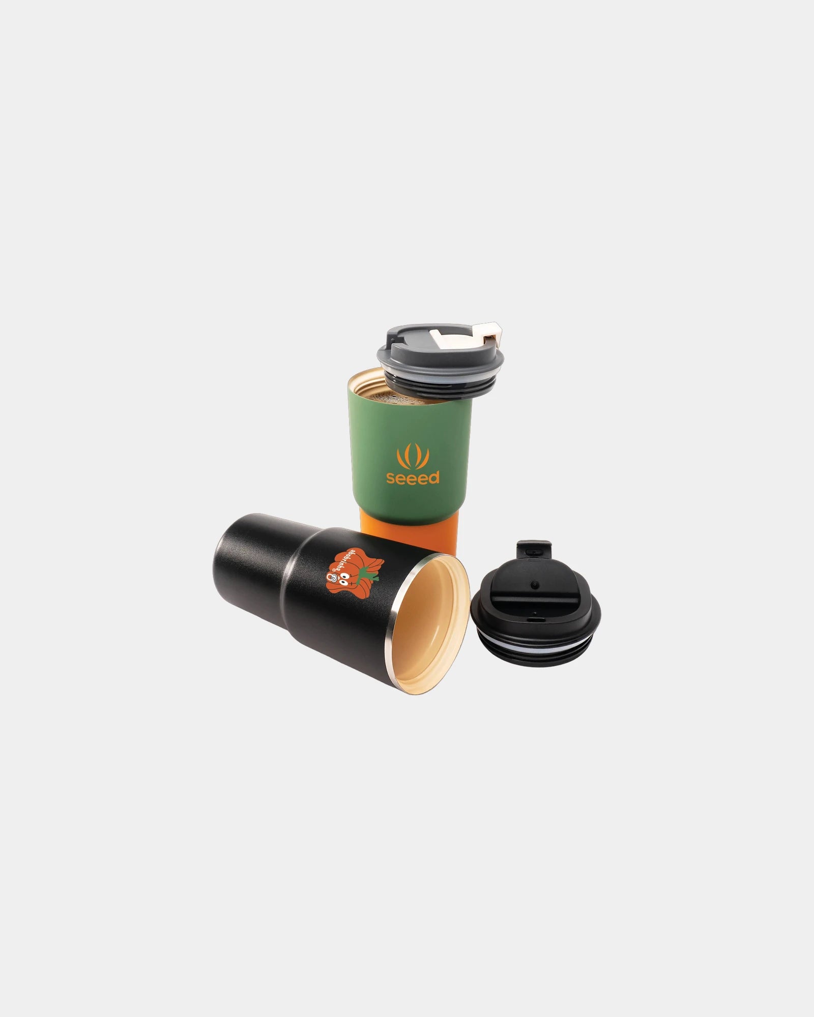 Custom insulated stainless steel 22 oz travel mug - Pastel Green (Green, Orange)
