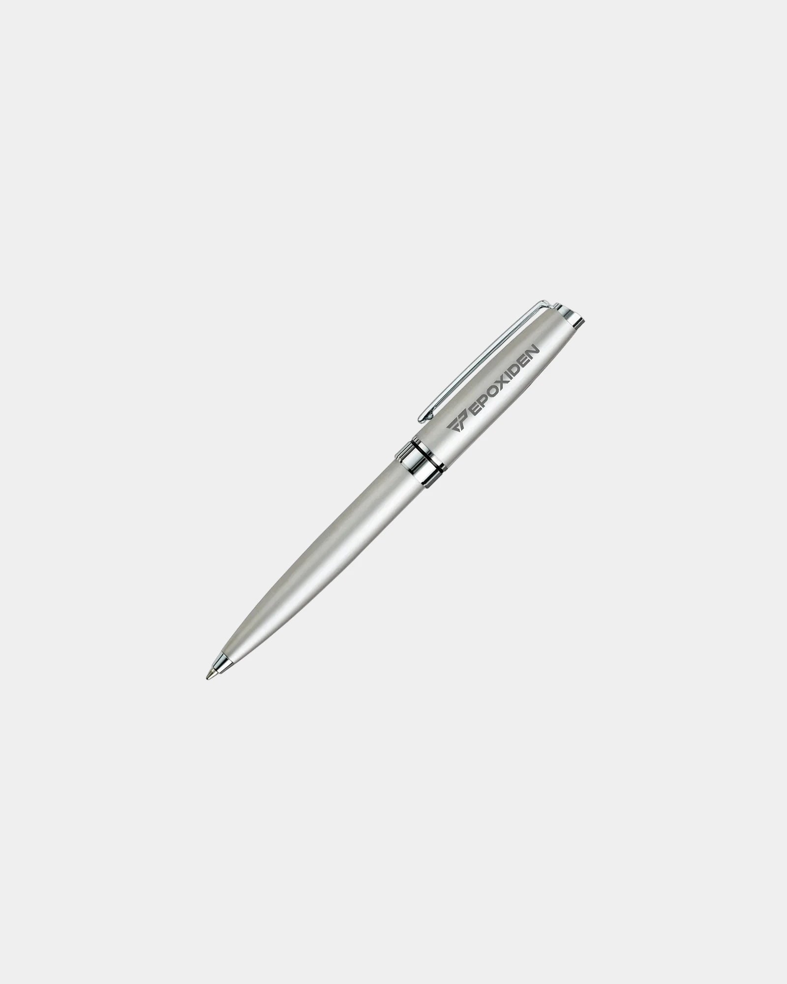 Custom brass twist-action ballpoint pen with chrome trim - Satin-Chrome