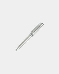 Custom brass twist-action ballpoint pen with chrome trim - Satin-Chrome