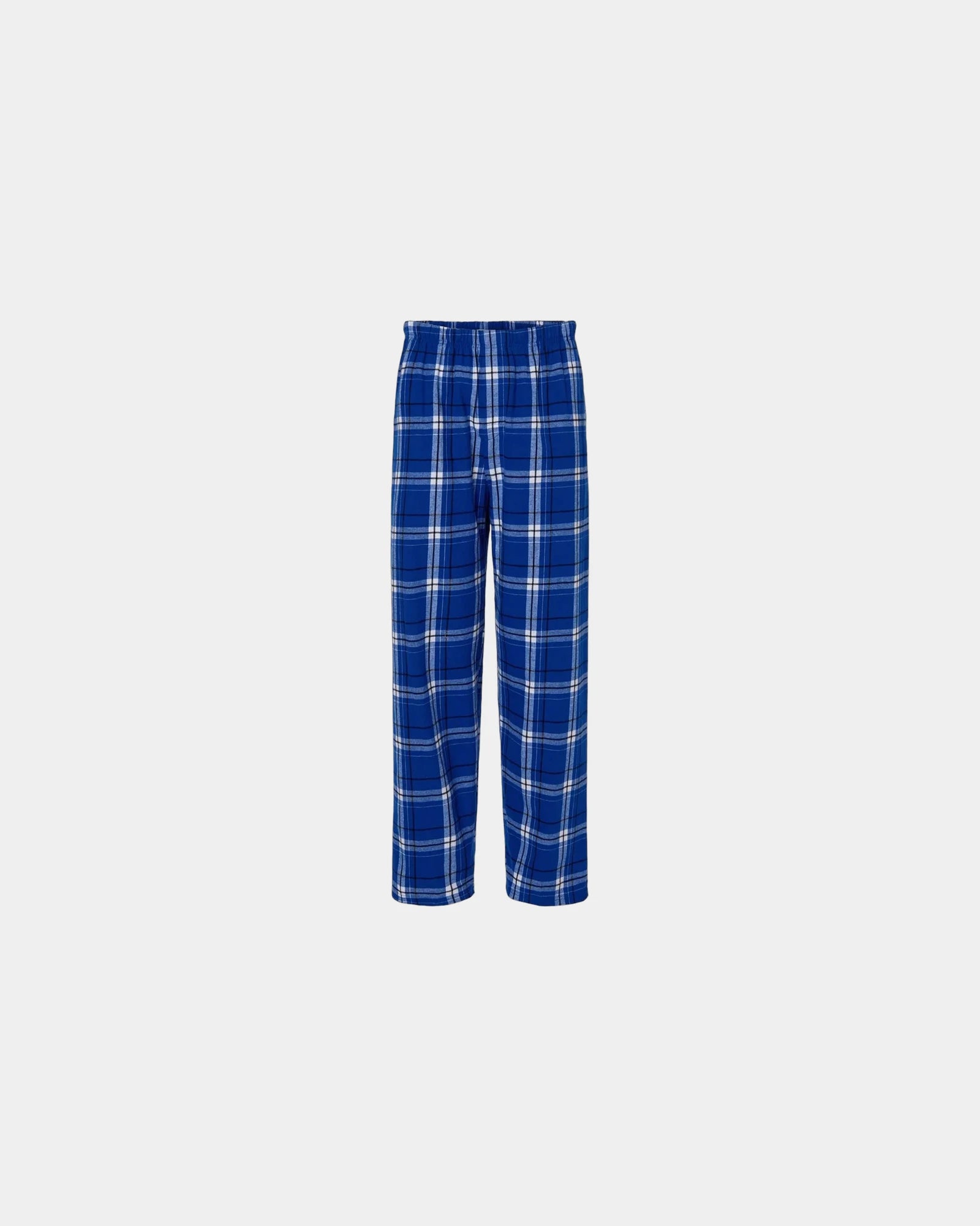 Custom cotton flannel pajama pants for men - Electric Royal Carnegie Plaid