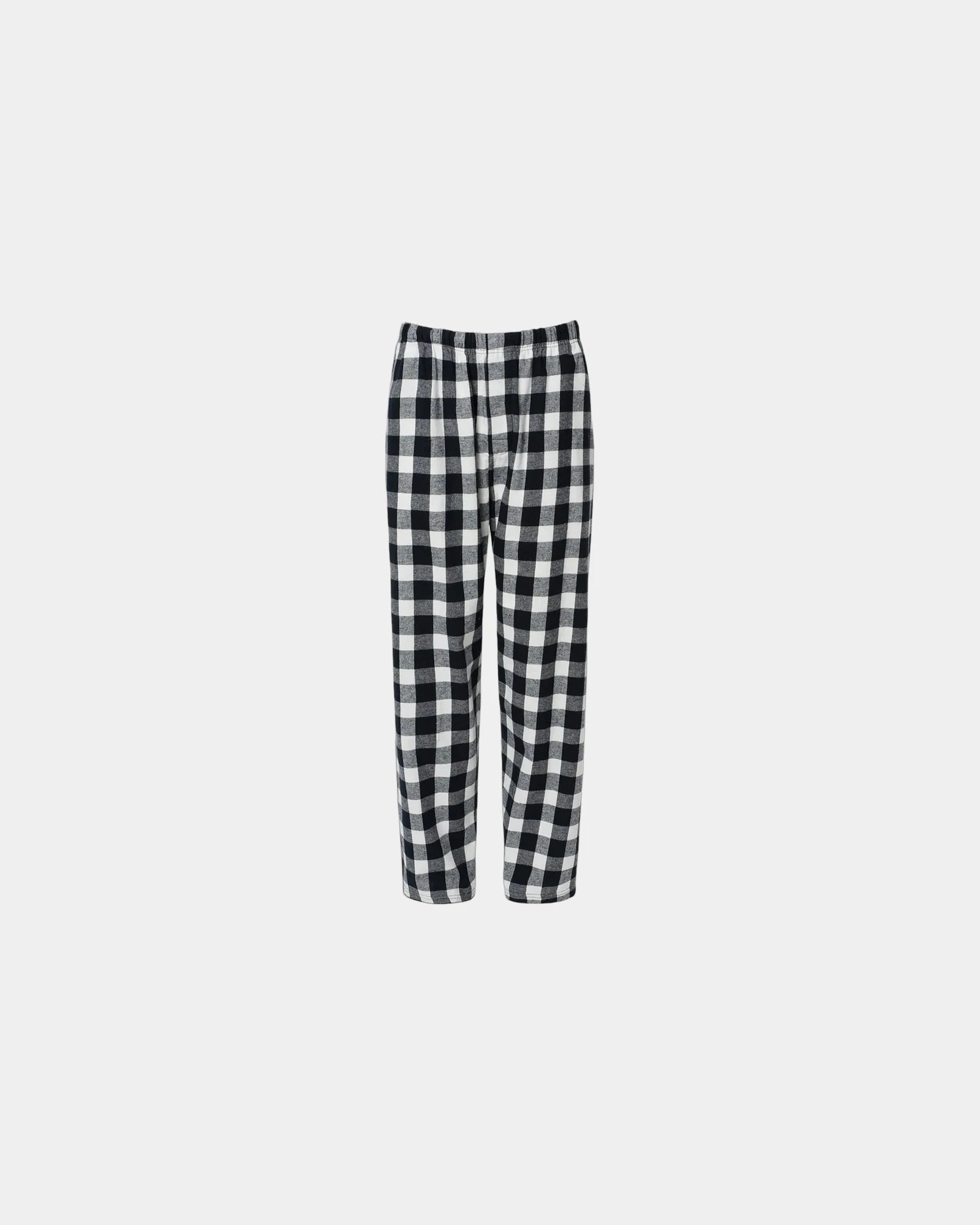 Custom cotton flannel pajama pants for men - Black/ White Buffalo Plaid
