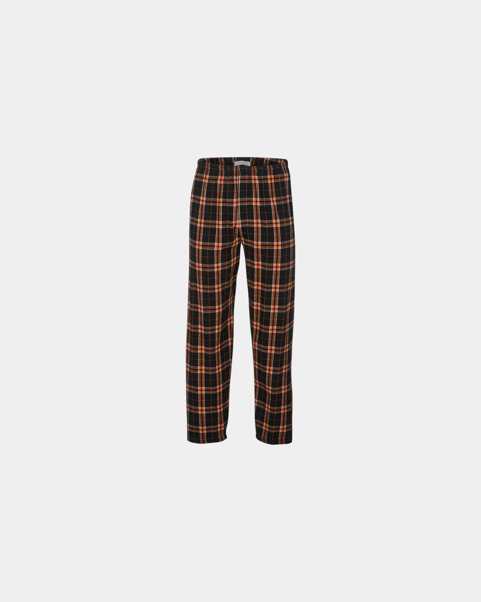 Custom cotton flannel pajama pants for men - Orange/ Black Plaid