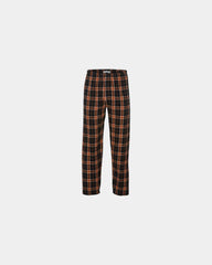 Custom cotton flannel pajama pants for men - Orange/ Black Plaid