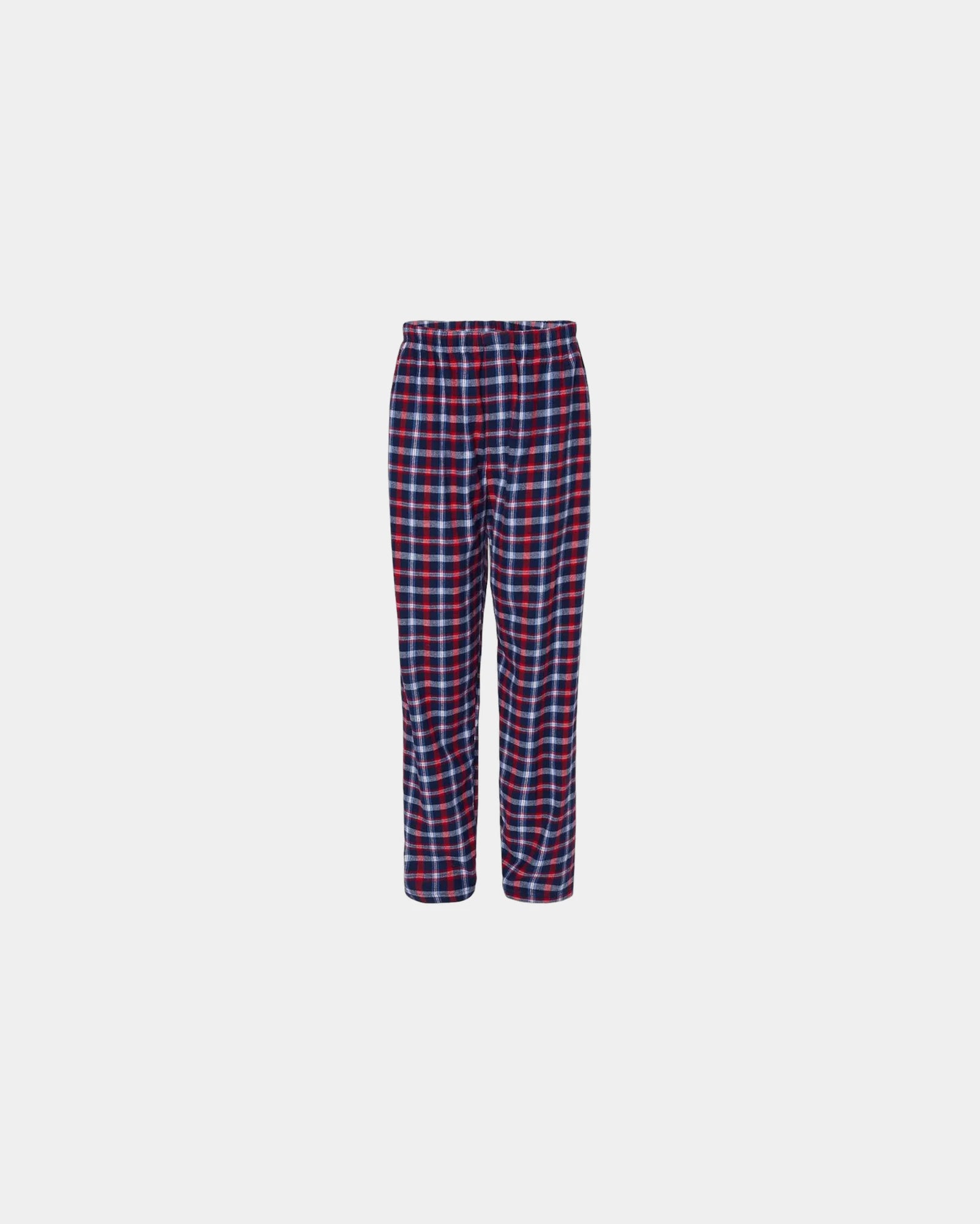 Custom cotton flannel pajama pants for men - Red Blue Plaid
