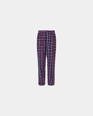 Custom cotton flannel pajama pants for men - Red Blue Plaid