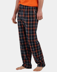 Custom cotton flannel pajama pants for men - Black/ Orange/ White Plaid