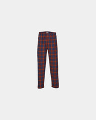Custom cotton flannel pajama pants for men - Navy/ Orange Plaid