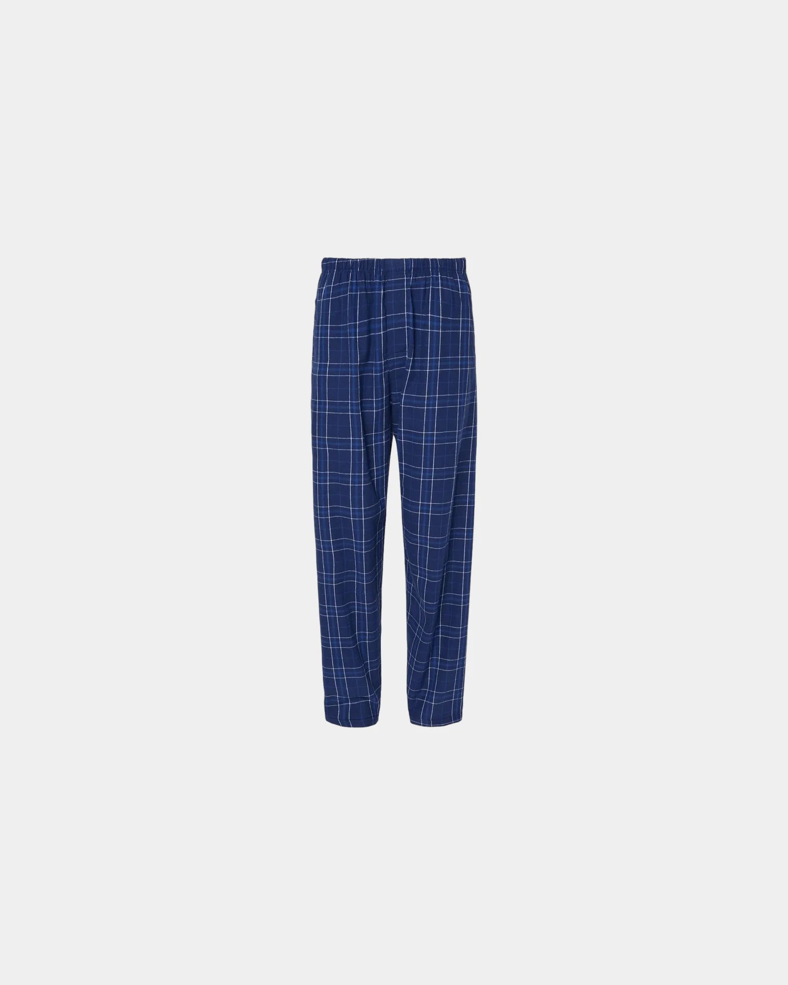 Custom cotton flannel pajama pants for men - Navy Field Day Plaid