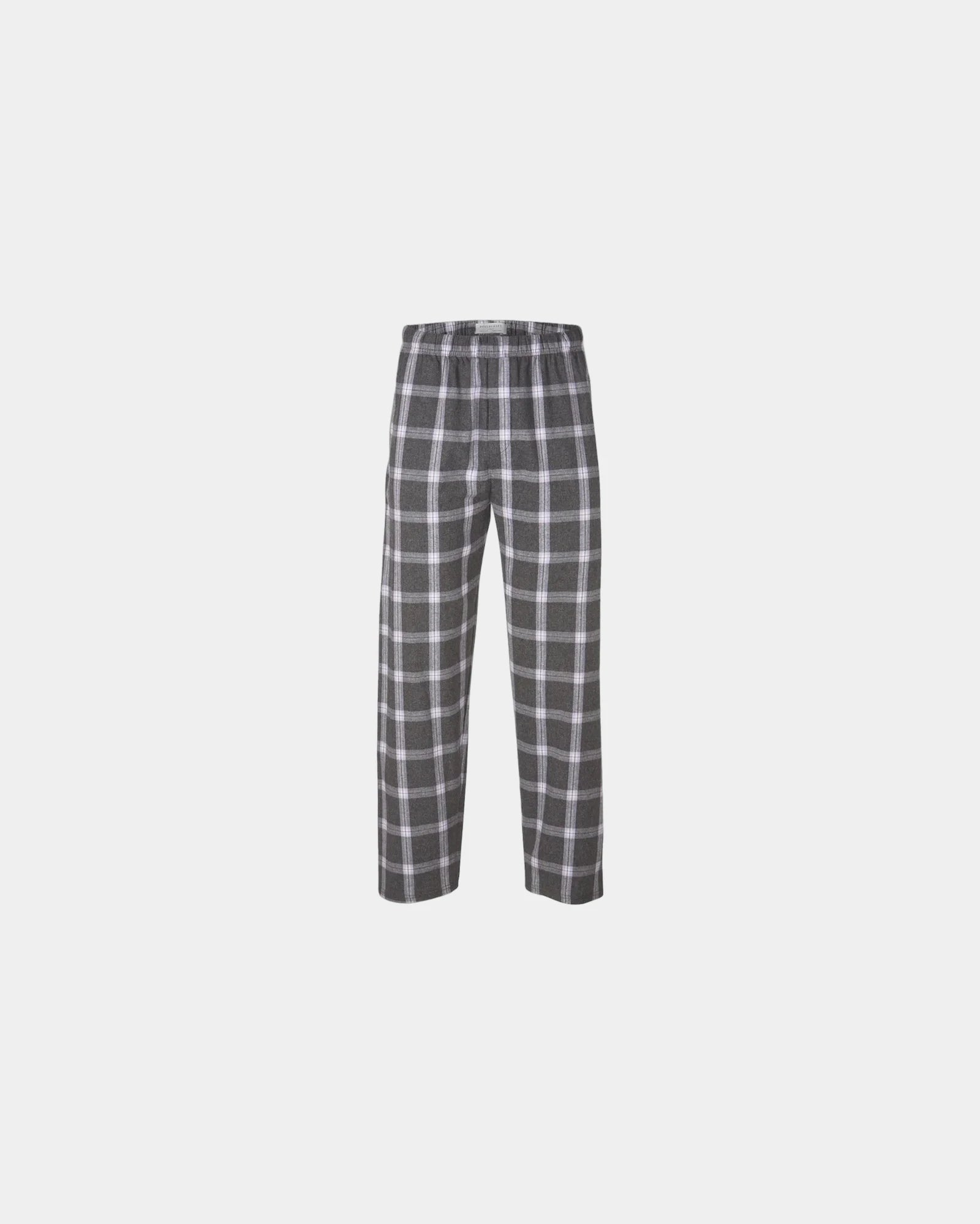 Custom cotton flannel pajama pants for men - Charcoal Lavender Tomboy Plaid