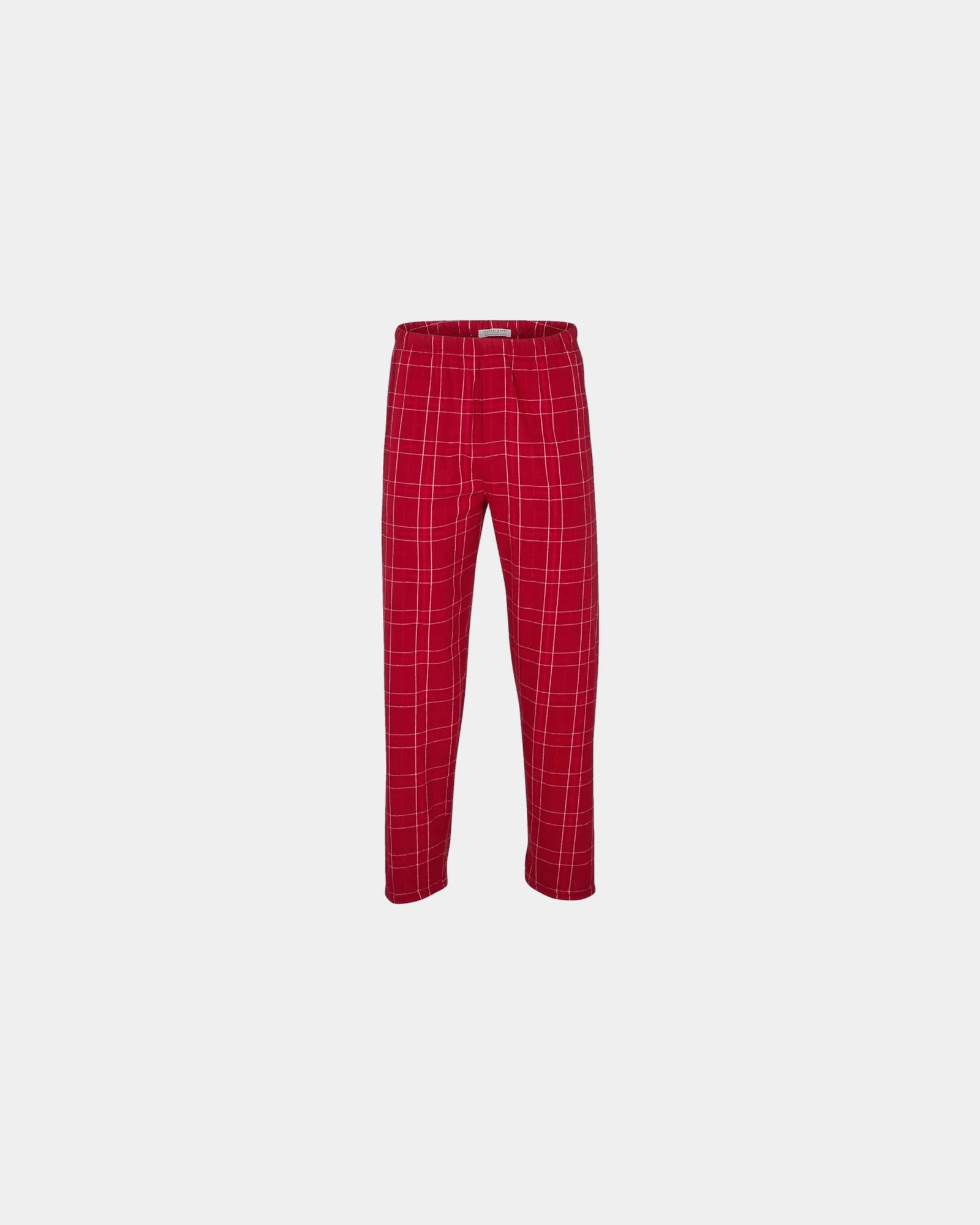 Custom cotton flannel pajama pants for men - Crimson Field Day Plaid