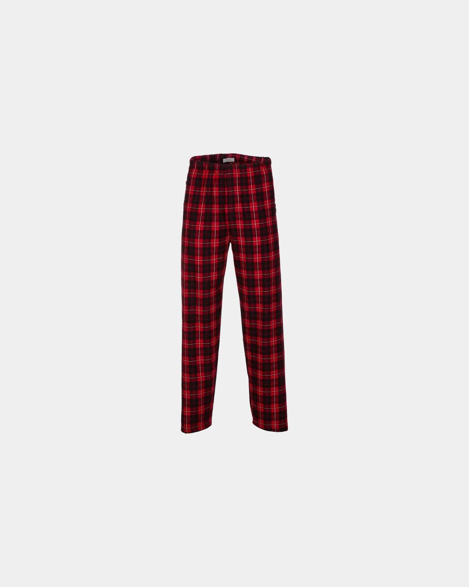 Custom cotton flannel pajama pants for men - Red/ Black Plaid