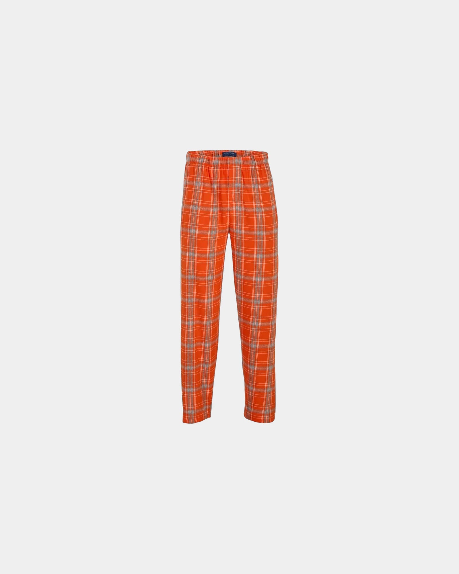 Custom cotton flannel pajama pants for men - Burnt Orange Kingston Plaid