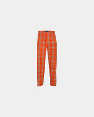 Custom cotton flannel pajama pants for men - Burnt Orange Kingston Plaid