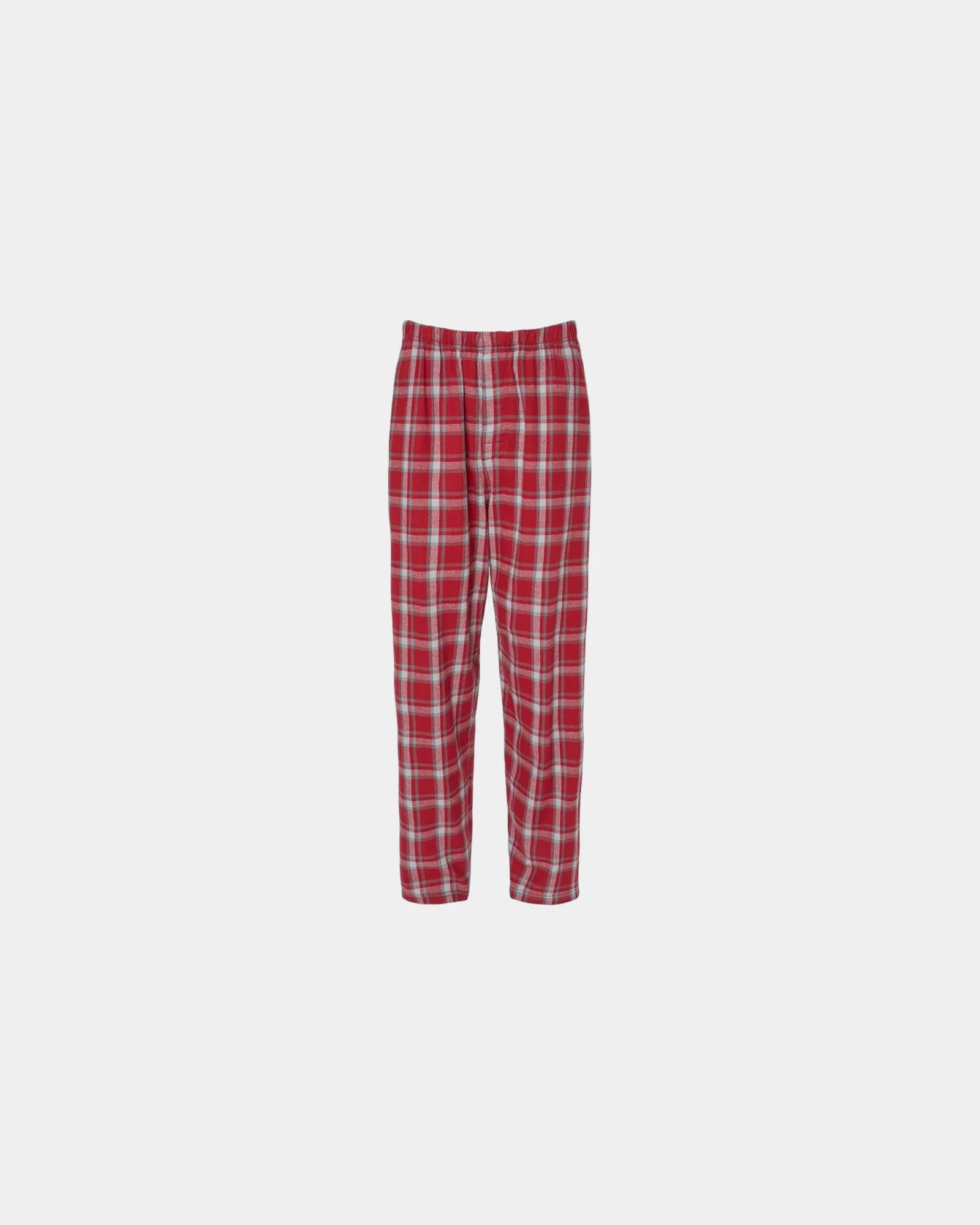 Custom cotton flannel pajama pants for men - Heritage Garnet Plaid