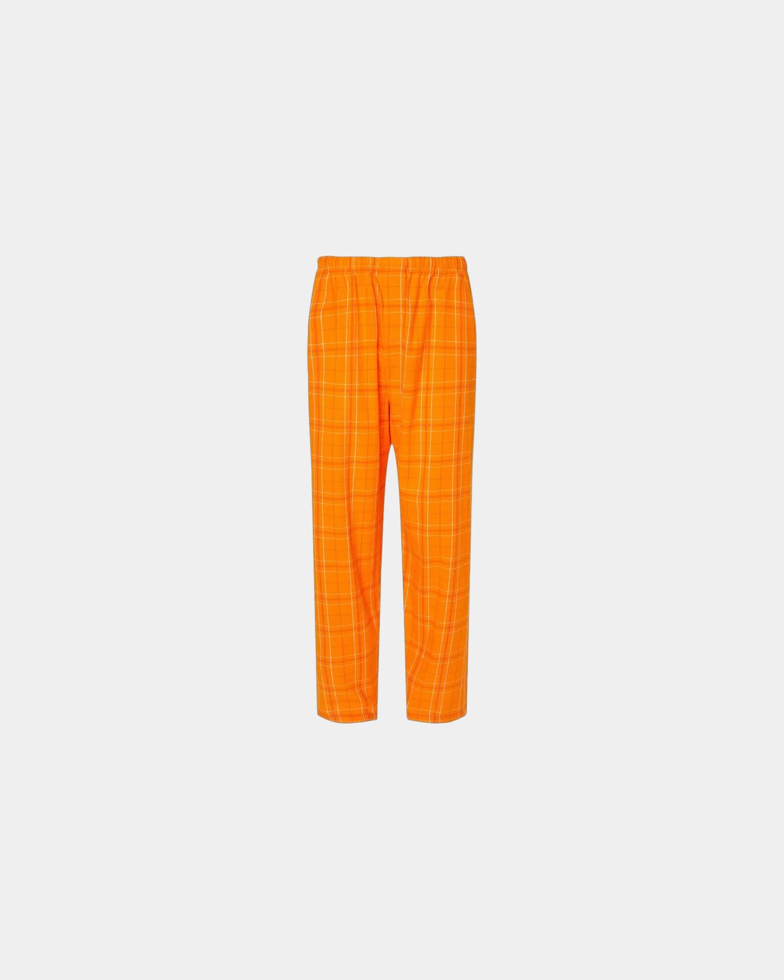 Custom cotton flannel pajama pants for men - Orange Field Day Plaid