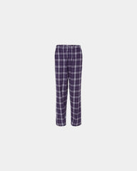 Custom cotton flannel pajama pants for men - Purple/ White Plaid