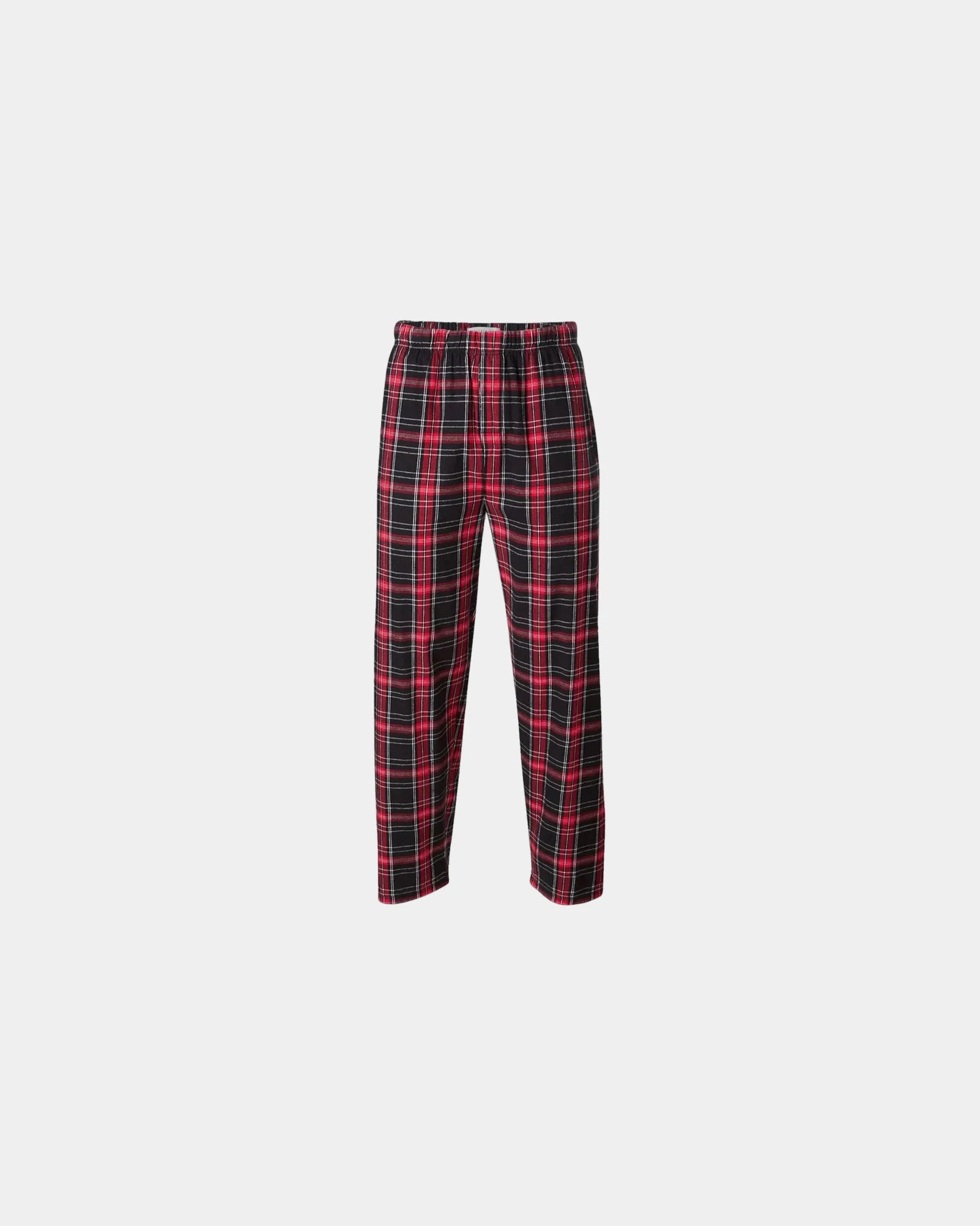 Custom cotton flannel pajama pants for men - Black/ Red Kingston Plaid