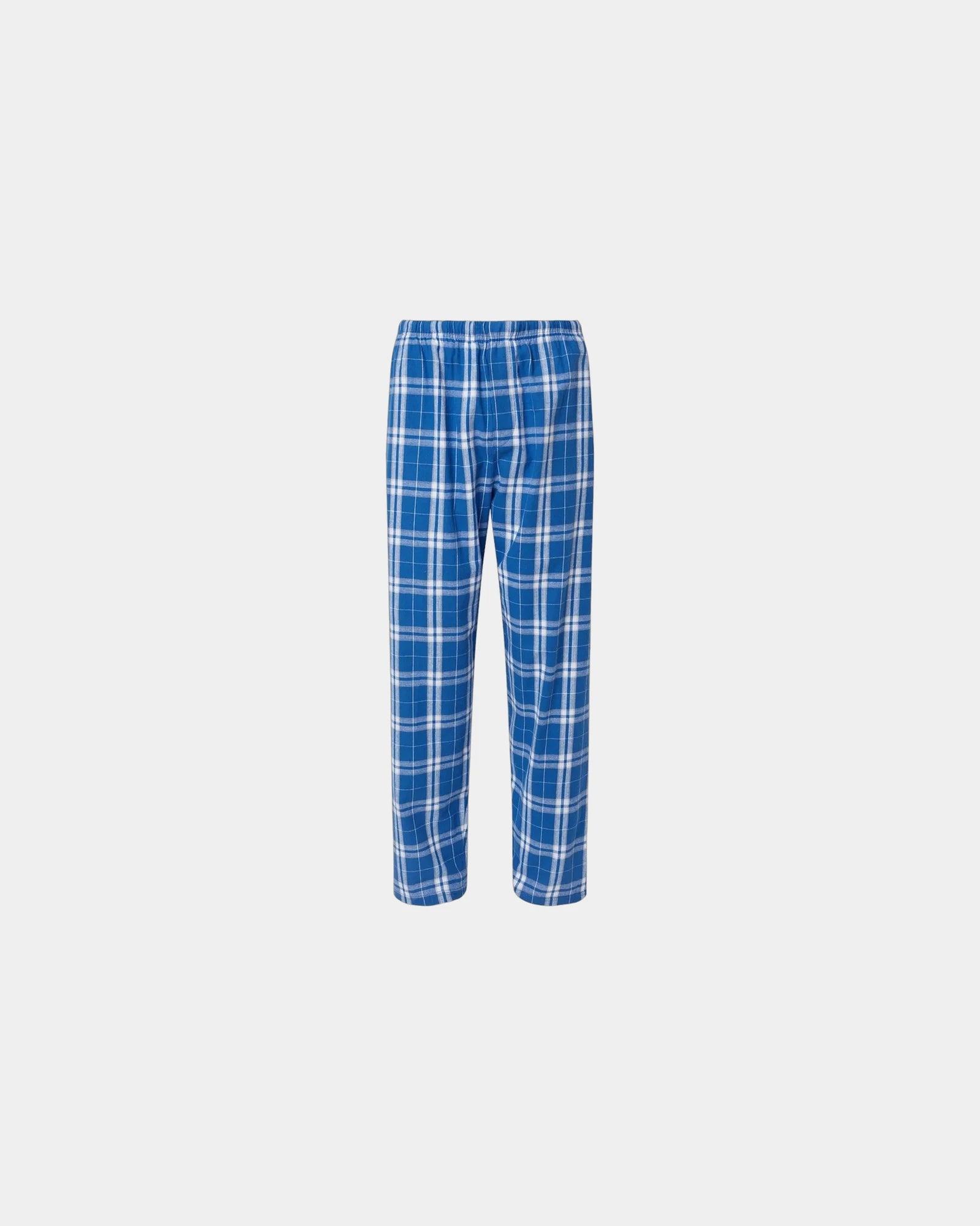 Custom cotton flannel pajama pants for men - Royal/ Silver Plaid