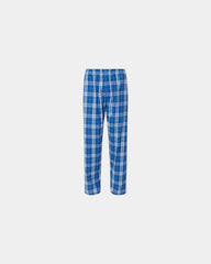 Custom cotton flannel pajama pants for men - Royal/ Silver Plaid