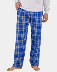 Custom cotton flannel pajama pants for men - Electric Royal Jordan Plaid
