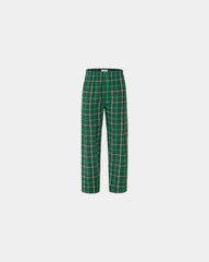 Custom cotton flannel pajama pants for men - Varsity Green White Plaid