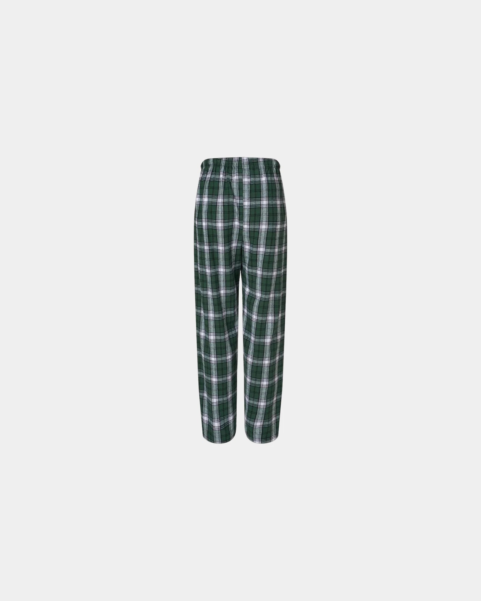 Custom cotton flannel pajama pants for men - Green/ White Plaid